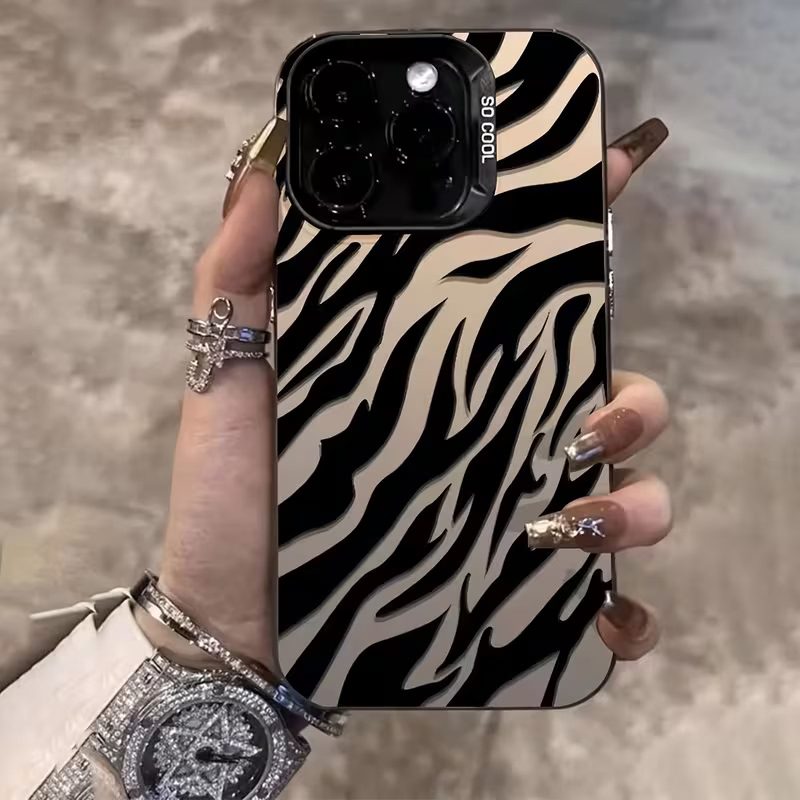 Apple Iphone 16 - เคสกันกระแทก IMD ลายม้าลายสีดำ สำหรับ iPhone 18