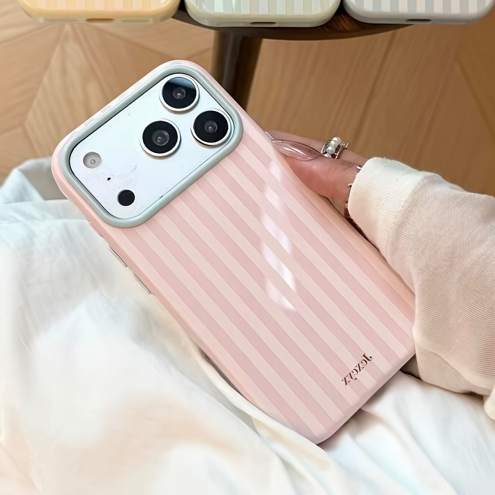 Apple Iphone 16 - เคสโทรศัพท์ซิลิโคนกันกระแทกสีสันสดใสลายทางสไตล์เกาหลีสุดหรูสำหรับ iPhone 18 17 16 15